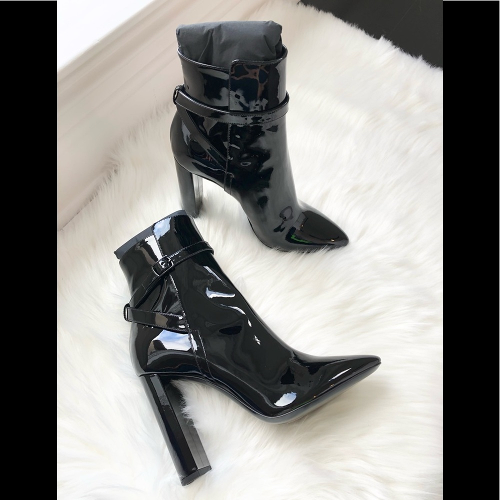 Saint Laurent Black Patent Soixante Vernice Grupy Boots Size 39 - Picture 2 of 12